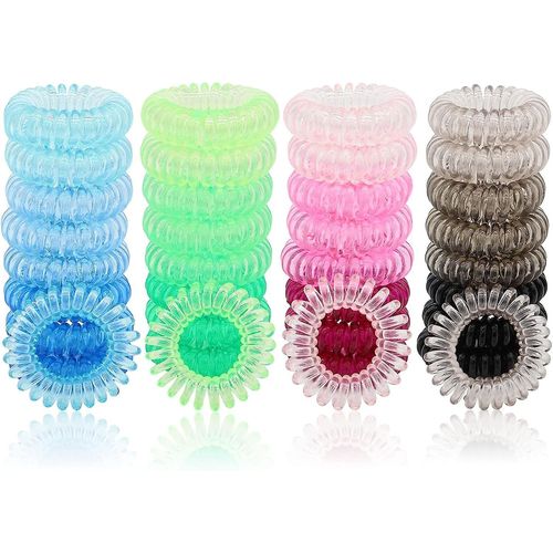 Spiral Hair Ties, Coil Hair Ties Traceless Coil Hair Bands Elastic Phone Cord Hair Bobbles Multi-Color Waterproof Ponytail Holder For Womens Girls Hai