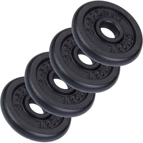Scsports® Disques De Poids - Set 5 Kg (4x1,25 Kg), 30/31 Mm, Fonte, Noir - Plaques D'haltères, Équipement Gym, Musculation