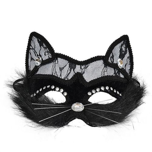 Masque De Mascarade Femmes Filles Sexy Dentelle Noir Cat Eye Masque Pour Déguisement Noël Halloween (1 Pcs, Noir)