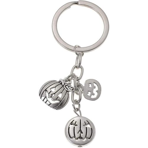 Porte-Clés D¿Halloween Pendentif En Métal Citrouille Porte-Clés Sac Suspendu Décor Porte-Clés Pour Hommes Wome(Slivery)(1pcs
