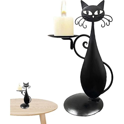 Bougeoir à mèche unique Black Cat, support de bougie unique ancien et antique, bougeoir décoratif pour les anniversaires, salles à manger, fête, convient m