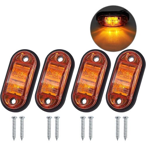 Feux De Position Latéraux Led Feux Avant Feux Arrière Lampes Indicateur Universel De Position 12v 24v Avec Ampoules Orange Pour Camion Remorque Fourgonnette Caravane Camion Voiture Bus4pc