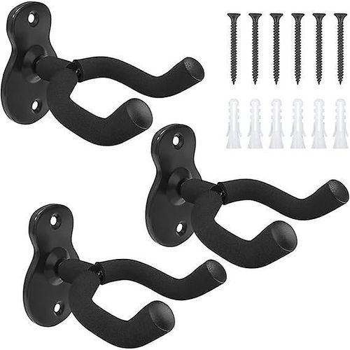 Ensemble De Support De Guitare Mural 3 Pièces, Support Mural De Planche À Roulettes En Métal Avec Mousse De Protection, Support Mural Pour Guitare, Guitare Basse, Guitare, Banjo, Guitare Ukulélé S