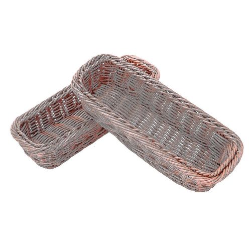 2pc Rattan Plastique Panier Couverts Panier Rectangulaire Boîte de Rangement