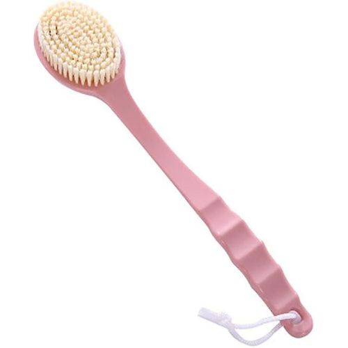 Brosse De Bain À Manche Long - Brosse De Douche - Poignée Ergonomique - Poils Naturels - Poignée En Bois - Exfoliant - Brun - Bois (Fleur De Cerisier Simple Face 