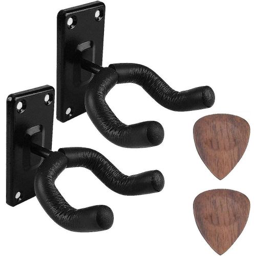 2 Pack Wall Mount Guitar Rack Ukulele Guitare Acoustique Guitare Classique Basse Guitare Électrique Ukulélé - Noir