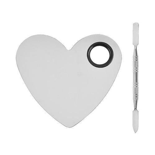 Ensemble De Palette De Maquillage, Palette En Acier Inoxydable Avec 1 Spatule Pour Les Outils De Maquillage De Fond De Teint Ombre À Paupières Nail Art1 Set-Argent 