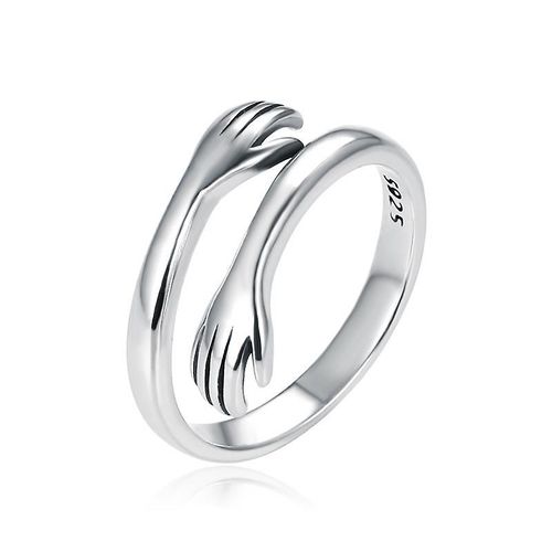 925 Bagues Hug En Argent Sterling Pour Couples Bagues De Câlin À La Main Hugging Mains Ouverte Bague De Promesse Pour Femmes Hommes Réglable