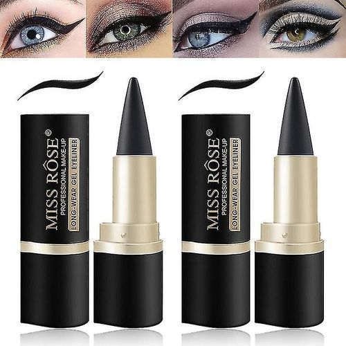 2pcs Black Gel Eyeliner Set, Crème Eyeliner Tool Smudge Proof Et Imperméable Eyeliner Crayon Mat 