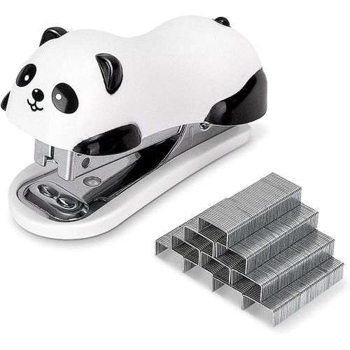 Mini Agrafeuse, Petite Agrafeuse Avec Agrafes 1000 Pcs Et Dissolvant D¿Agrafes Intégré Pour Les Enfants, Capacité De 12 Feuilles, Mignon Panda1pcs