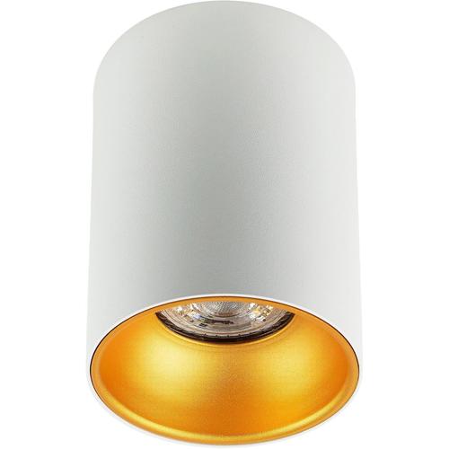 Rond Spot de Plafond en Saillie GU10 ZAMA Blanc avec Or - Ø80x110mm Plafonnier Spot 230V avec Douille GU10 - Lampe de Plafond en Aluminium, Downlight pour la chambre, le salon, la cuisine