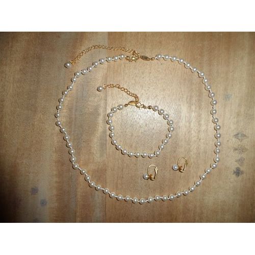 Collier, Bracelet Et Dormeuses Perles Nacrées