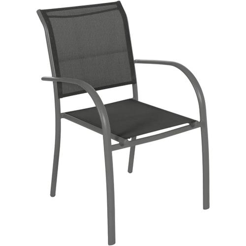 Fauteuil De Jardin Empilable Piazza Anthracite Et Graphite Anti-Rouille Léger, Rangement Facile Mobilier D'aménagement Pour Terrasse Balcon