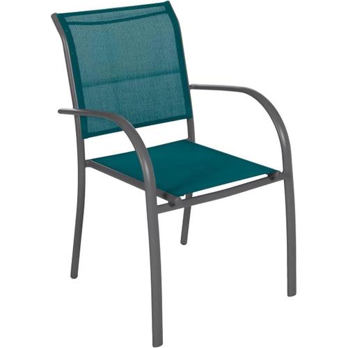 Fauteuil De Jardin Empilable Piazza Bleu Canard, Graphite Anti-Rouille Léger, Rangement Facile Mobilier D'aménagement Pour Terrasse Balcon