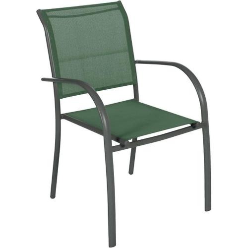 Fauteuil De Jardin Empilable Piazza Vert Olive Et Graphite Anti-Rouille Rangement Facile Mobilier D'aménagement Pour Terrasse, Balcon