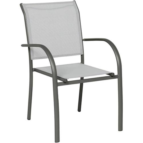 Fauteuil De Jardin Empilable Piazza Galet Et Graphite Anti-Rouille Léger, Rangement Facile Mobilier D'aménagement Pour Terrasse, Balcon