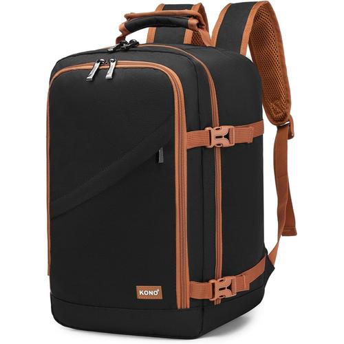 Sac De Cabine 40 X 20 X 25 Cm Pour Ryanair Sac À Dos De Voyage Cabine Taille 20 L, Noir/Marron, Taille Unique, Polyvalent