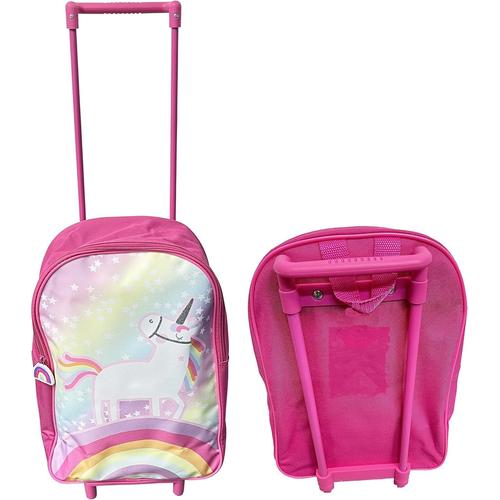 Valise À Roulettes Licorne Pour Filles Et Enfants Avec 2 Roues, Valise À Main Pratique, Sac De Voyage Pour Enfants Et Tout-Petits, Rose, Rose