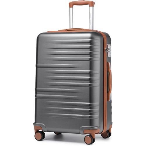 Valise Cabine Bagages Cabine, Valise Rigide Trolley Ultra Légère En Abs+Pc, Valise De Voyage Avec Roulettes 4X360 Degrés Et Serrure Tsa, 54X36.5X21.5 Cm (Gris)