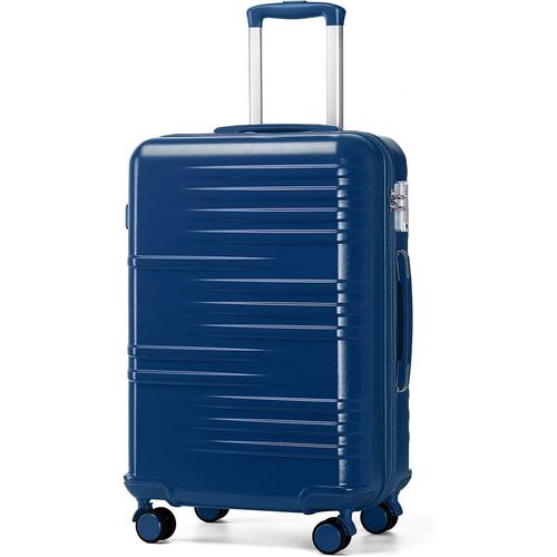 Valise Grande Taille Valises Soute, Valise Rigide Trolley Ultra Légère En Abs+Pc, Valise De Voyage Avec Roulettes 4X360 Degrés Et Serrure Tsa, 74.5X49X30.5 Cm (Marine)