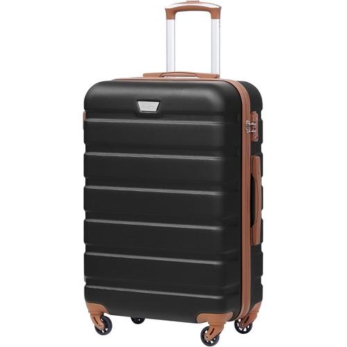 Valise Rigide À Roulettes Avec Serrure Tsa Et 4 Roulettes, Noir/Marron, Handgepäck, Sac De Voyage D'Affaires Tendance