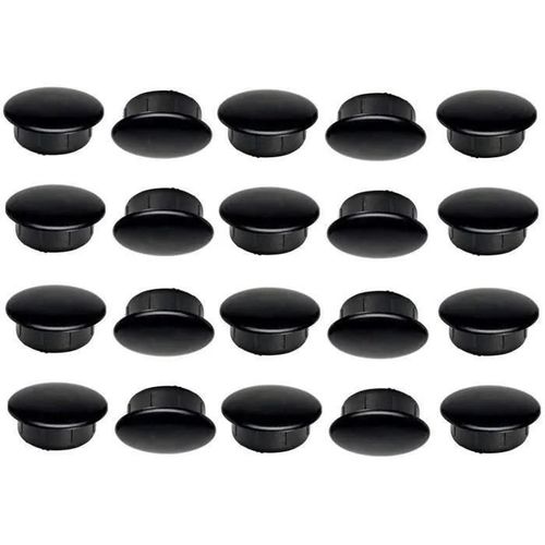Bouchons en plastique - Non spécifié - Rond - Diamètre 8mm - Lot de 20 - Couleur noire