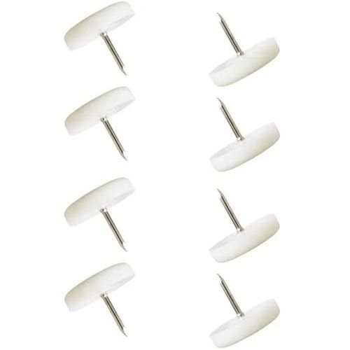 Patin de chaise - Non spécifié - Lot de 8 - Plastique blanc - Diamètre 22mm - Fixation à clouer