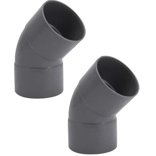 2x COUDE PVC 45° FEMELLE FEMELLE 32MM RACCORD JONCTION TUBE EAUX USEES EVACUATION RACCORDEMENT A COLLER GRIS