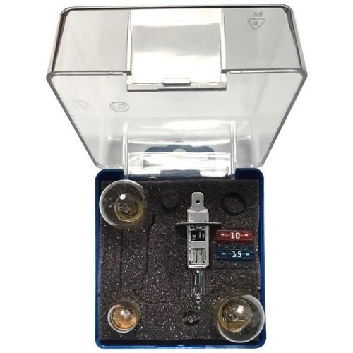 COFFRET D'AMPOULES 12V H1 AMPOULE DE RECHANGE + FUSIBLES VOITURE : 12V 55W H1 + 21/5W BAY15D + 21W BA15S + 5W BA15S + 5W WEDGE