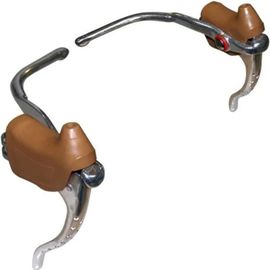 Kit Levier De Frein Double Commande Et Repose Main Paire Cocotte Marron Vintage Vélo Course 22.2mm Aluminium