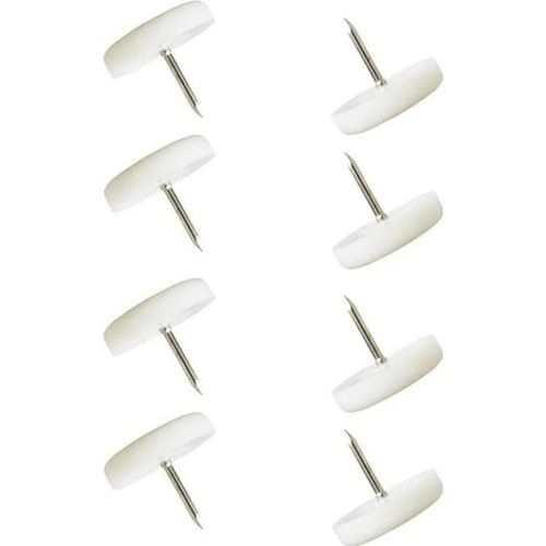 Patin de chaise - Non spécifié - Lot de 8 - Plastique blanc - Diamètre 13mm - Fixation à clouer