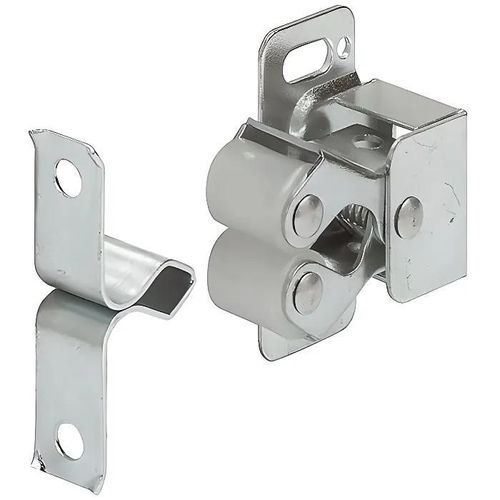 Loqueteau à double rouleau acier aspect chromé argenté loquet porte meuble fermeture armoire placard étagère