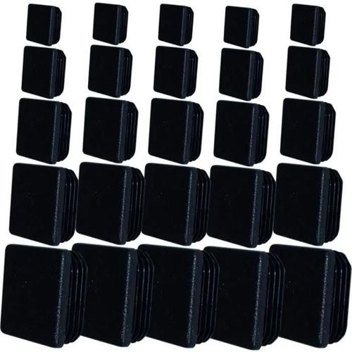Embout de tube carré - Non spécifié - 20x20mm - Lot de 5 - Noir - Plastique