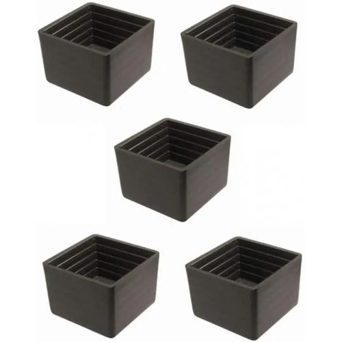 Embout de tube carré - Non spécifié - 40x40mm - Protection plastique - Lot de 5 - Noir