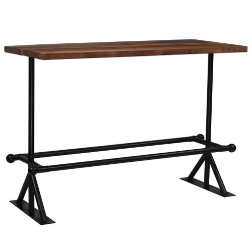 Vidaxl Table De Bar Bois Massif De Récupération Marron 150x70x107 Cm