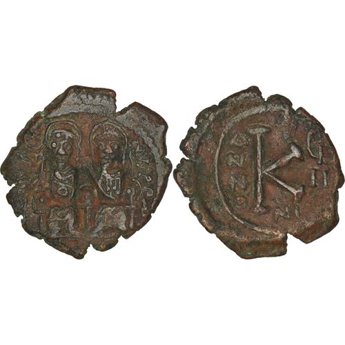 Byzance - Demi-Follis - Justin Ii Et Sophie Assis De Face - Nicomédie - 571 Ad - Grand K - Qualite - 24-361