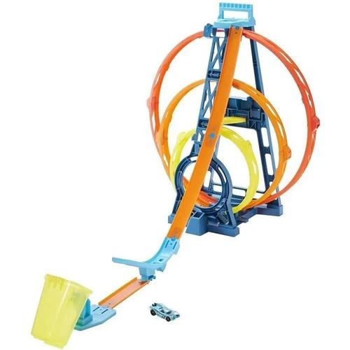 Circuit Track Builder Triple Looping Hot Wheels Gyp65 - Jouet Pour Enfant - Blanc - 35 Pièces