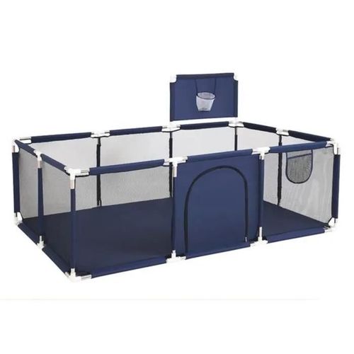 Aire De Jeux Bébé Xl Barrière De Sécurité Portail 124x188x66cm Parc Lit Pour Enfant À L'intérieur Et Extérieur - Bleu