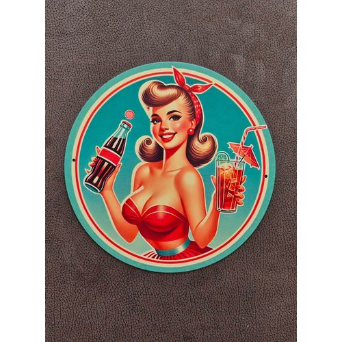 Plaque métallique décorative Vintage Pin-up
