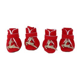 4pcs Chien Chaussures Chaudes Mignon Confortable Chaud Noël Chien Bottes D¿Hiver Pour Petits Chiens Moyensxl