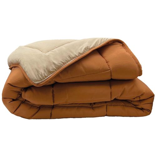 Couette Hiver 240x220 Cm Cocoon Bicolore Marron Ocre/Galet Garnissage Fibre Polyester 400 G/M2