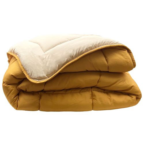Couette Été 240x220 Cm Cocoon Bicolore Jaune Miel/Galet Garnissage Fibre Polyester 200 G/M2