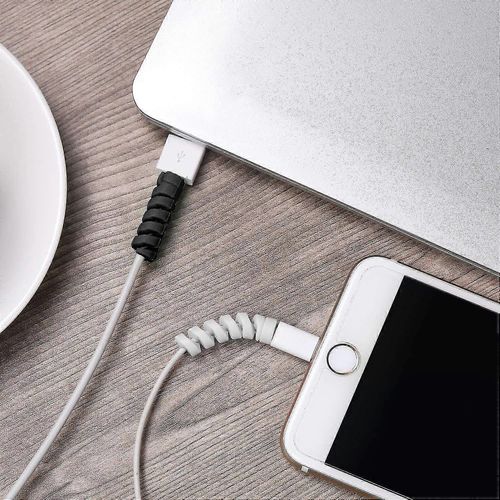 12 Pièces Type-C Chargeur De Câble, Protecteur Micro Usb En Silicone Souple, Protecteur De Câble De Souris, Costume Pour Tous Les Téléphones Mobiles (12 Pièces, Noir, Gris)