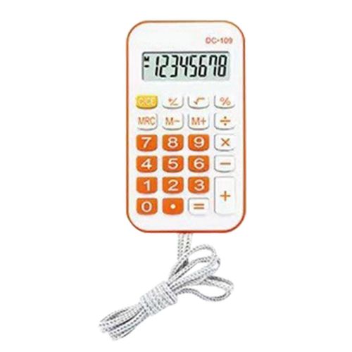 Calculatrice de poche Mini Petit Portable pour les étudiants Fournitures de bureau scolaires avec corde Orange