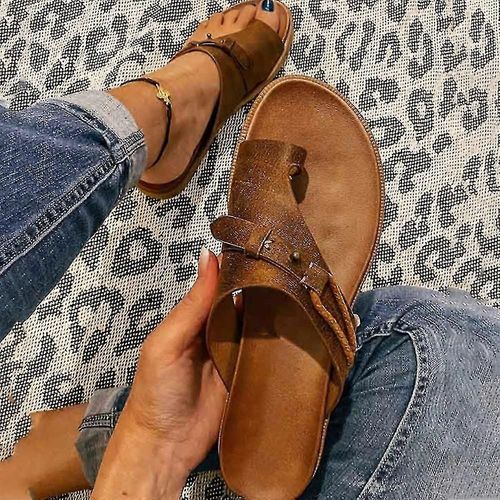 Chaussures Orthopédiques Pour Femmes Sandales Bunion Correction Talon Plat Pantoufles Vintage