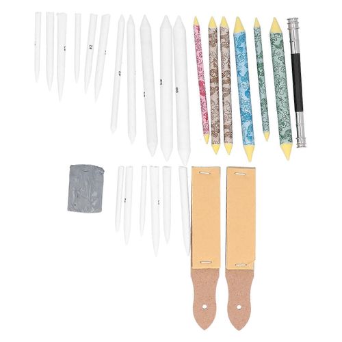 28pcs Mélange De Souches Set De Papier De Verre Crayon Aiguiseur Outil De Dessin De Croquis D¿Étudiant