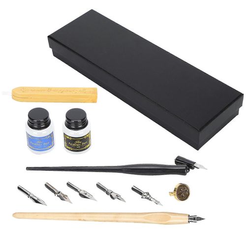 Manche En Bois Étudiants Calligraphie Stylo Encre Plume Plumes Calligraphie Outil Ensemble Pour Débutants3#