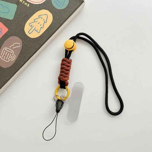 Lanière De Téléphone Tissée Au Poignet Court,Dragonne,Pendentif Coloré,Lanière De Téléphone Portable Avec Poignées,Lanières Anti-Perte Amovibles - Type Black