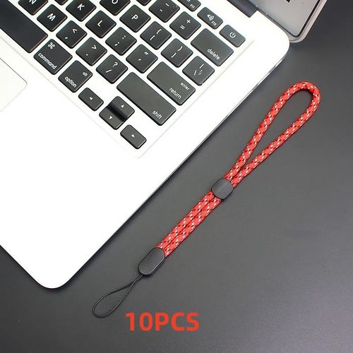 Dragonne réglable pour iPhone et Samsung,accessoire de téléphone,micro caméra,GoPro,clés USB,carte d'identité prédire,10 pièces - Type 10pcs red