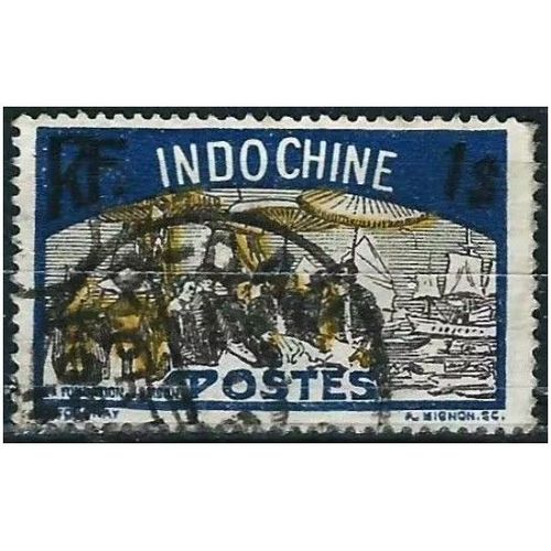 Indochine (Actuel Vietnam), Colonie Française 1927, Beau Timbre Yvert 145, Fondation De Saïgon, 1pi. Bleu Noir Et Jaune, Oblitéré, Tbe.